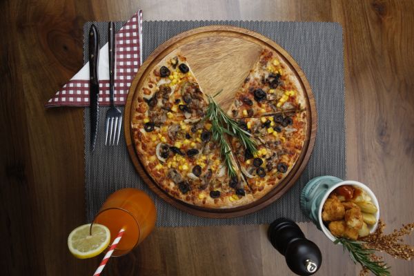 Yuvarlak Kanallı Pizza & Burger Tahta 46cm
