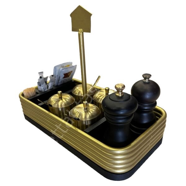 Metal Saplı Pirinç Kaplama Menaj Kutu 34x17cm