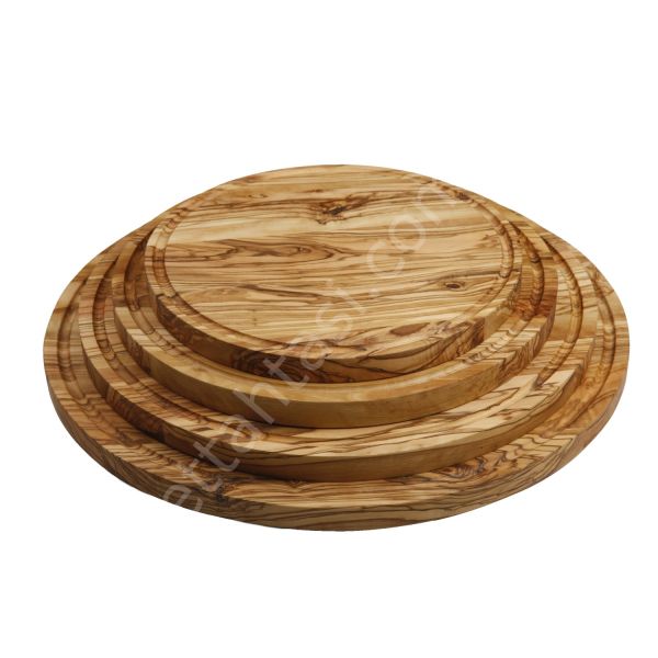Zeytin Ağacı Kanallı Yuvarlak Servis Tahtası 25 cm