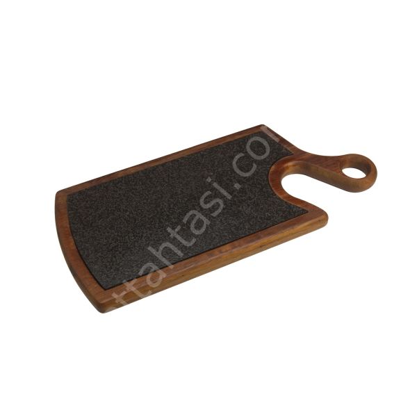Saplı Oval Bazalt Taşlı Sunum 40x18 cm