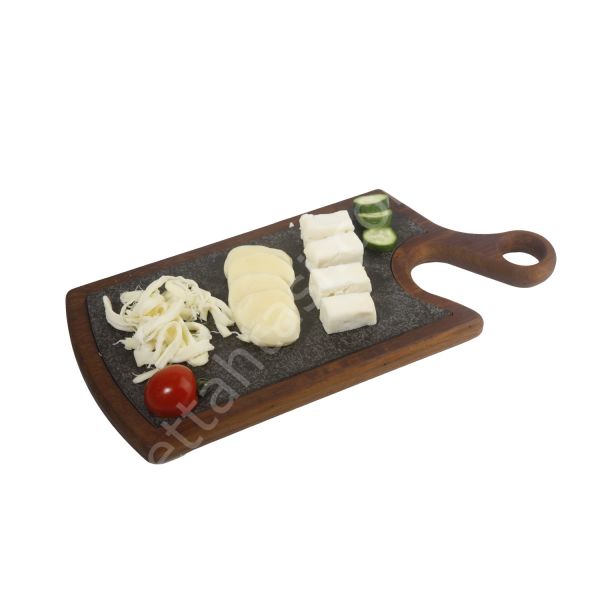 Saplı Oval Bazalt Taşlı Sunum 40x18 cm
