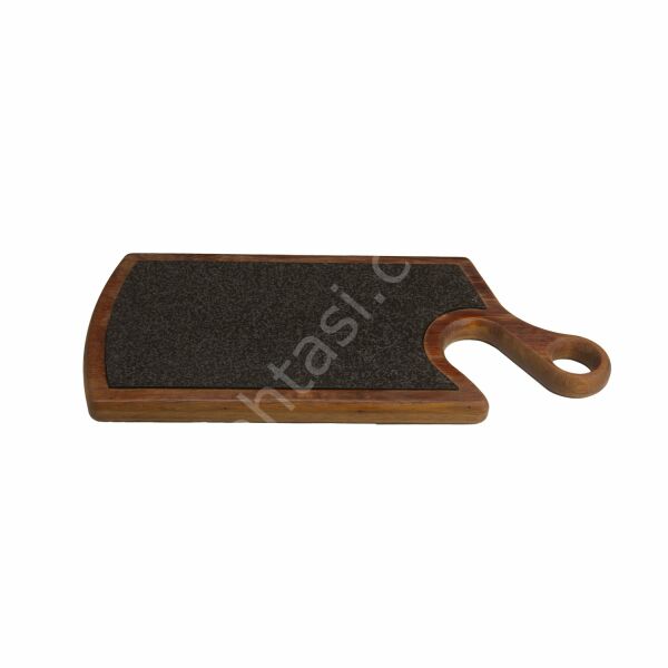 Saplı Oval Bazalt Taşlı Sunum 40x18 cm