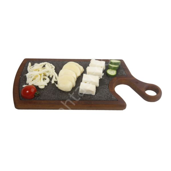 Saplı Oval Bazalt Taşlı Sunum 40x18 cm